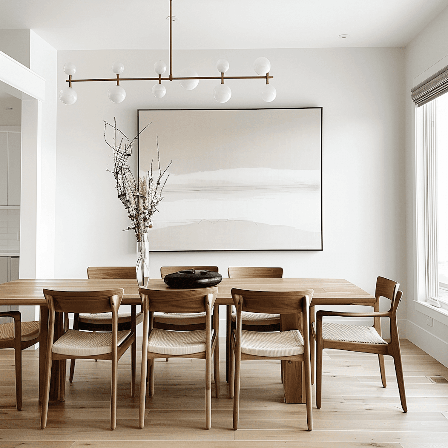 Comedor de La Tavola con mesas de madera y luz natural, preparado antes del servicio.